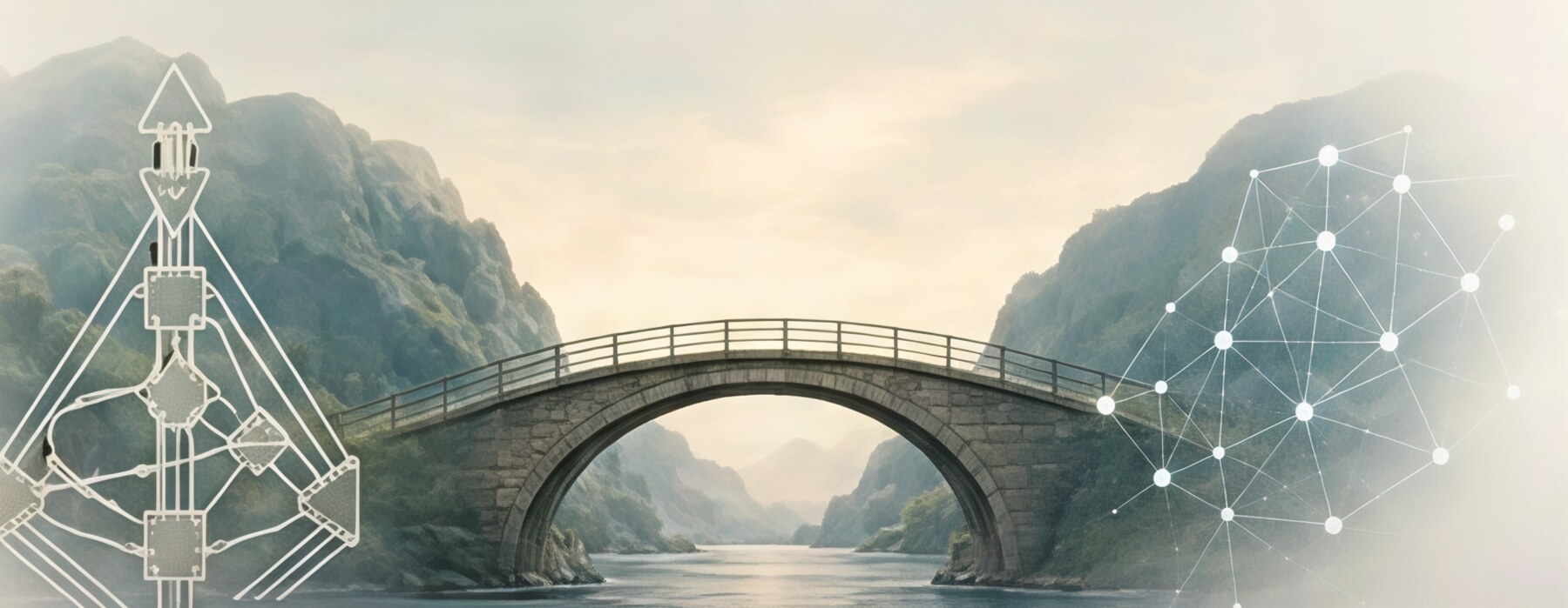 Stenen boogbrug over rustig water — de brug tussen ontwerp en dagelijks functioneren